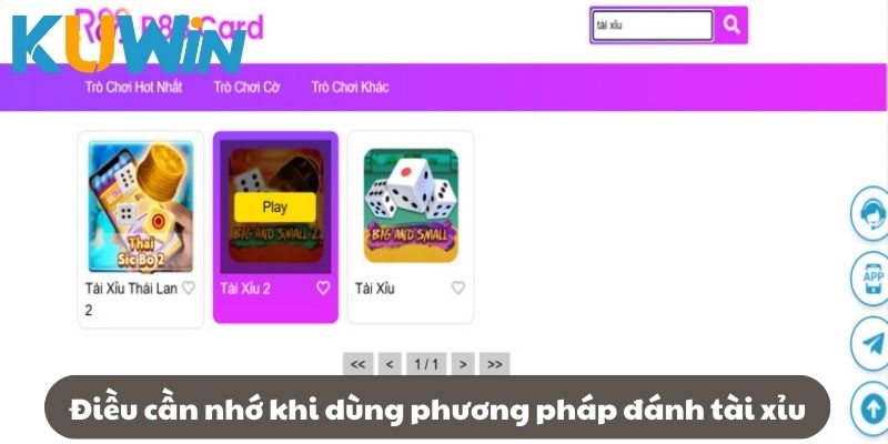 Điều cần nhớ khi dùng phương pháp đánh tài xỉu